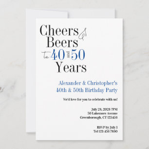Invitation Double fête Soirée Bière Anniversaire Bleu