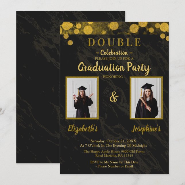 Invitation Double joint Celebration Graduation Party 2 photos (Devant / Derrière)
