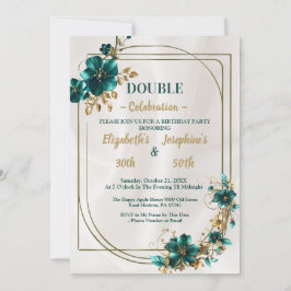 Invitation Double joint floral Gold Green