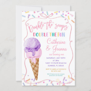 Invitation Double les boules Double Fun Birthday Ice Cream