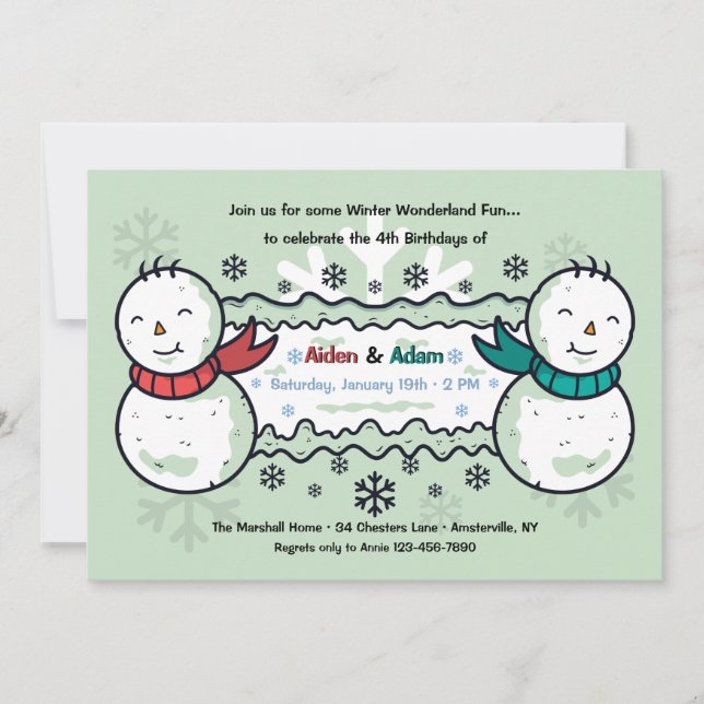 Invitation Double l'invitation de fête d'anniversaire amusant (Devant)