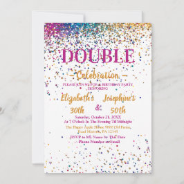 Invitation Double mixte adulte coloré fête d'anniversaire