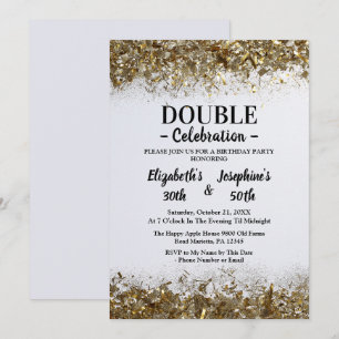 Invitation Double mixte adulte fête d'anniversaire   Blanc do