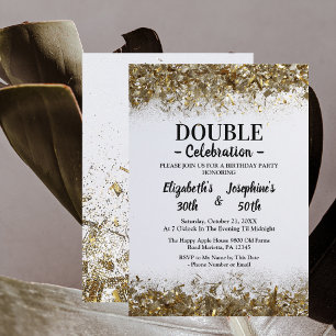 Invitation Double mixte adulte fête d'anniversaire Blanc do