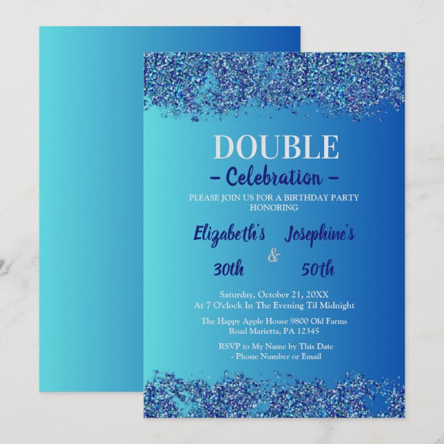 Invitation Double mixte adulte fête d'anniversaire | Parties  (Devant / Derrière)