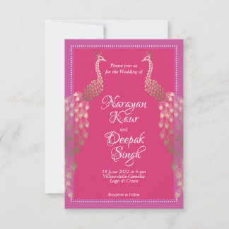 Invitation Double or Peacocks Indien