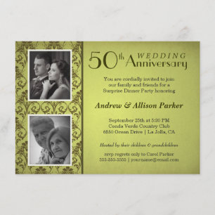 Invitation double photo d'anniversaire en damas vi