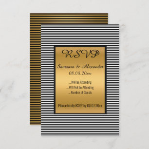 Invitation Double RSVP Black White Gold