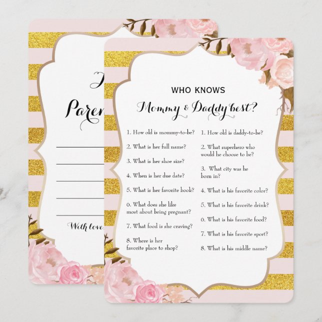 Invitation Double Side 2 Baby shower - Conseil| Qui sait (Devant / Derrière)