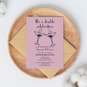 Invitation Double violet moderne célébrations Anniversaire co