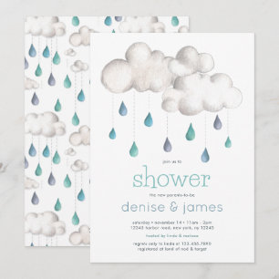 Invitation Doublement nuageux avec une chance de Baby shower