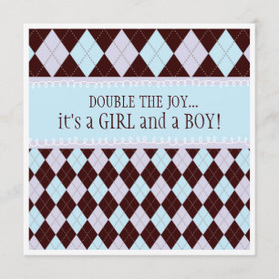 Invitation Doubler le Baby shower des jumelles de filles du J