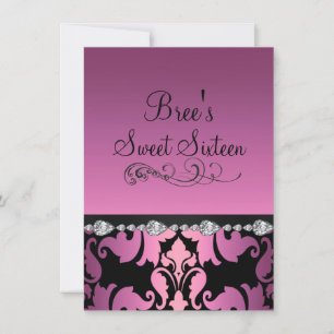 Invitation douce 16 ans Pink Damask & Diamond Imag