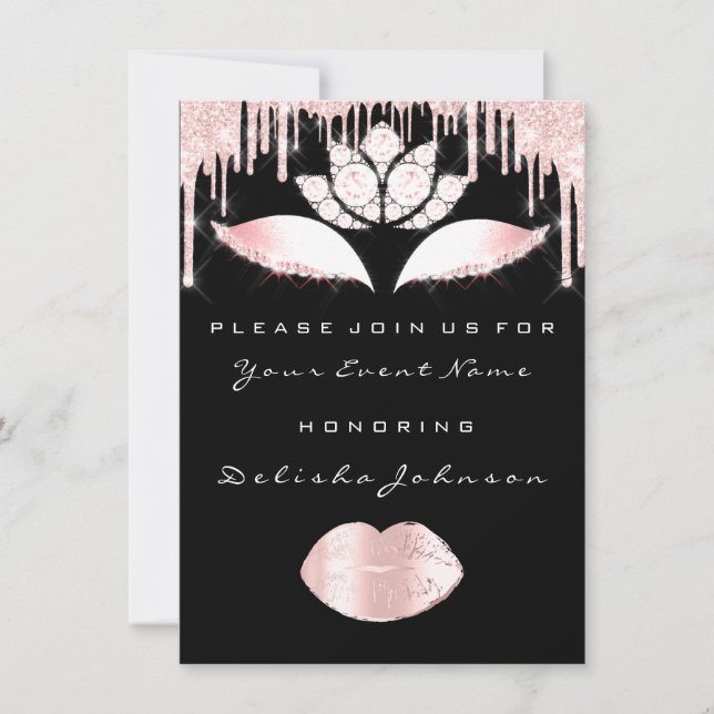 Invitation Douce 16e gouttes rose Quinceanera Royal Princess (Devant)