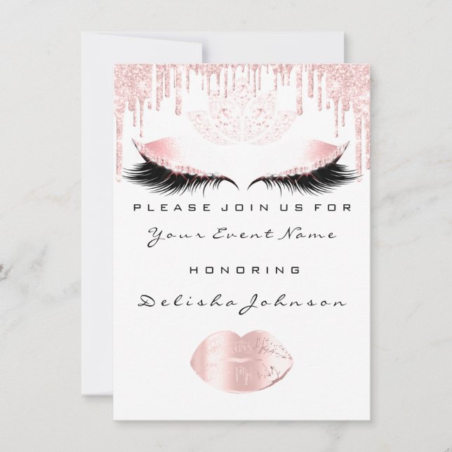Invitation Douce 16e gouttes rose Quinceanera Royal Princess (Devant)