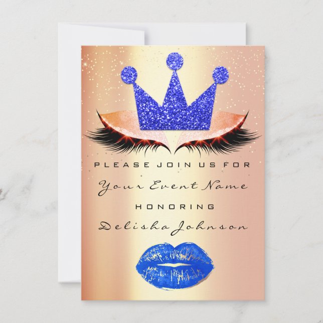 Invitation Douce 16e Nuptiale Bleue Quinceanera Kiss Princess (Devant)
