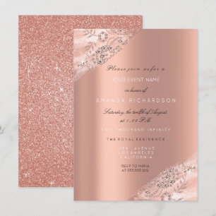 Invitation Douce 16e robe de mariée Rose Parties scintillant