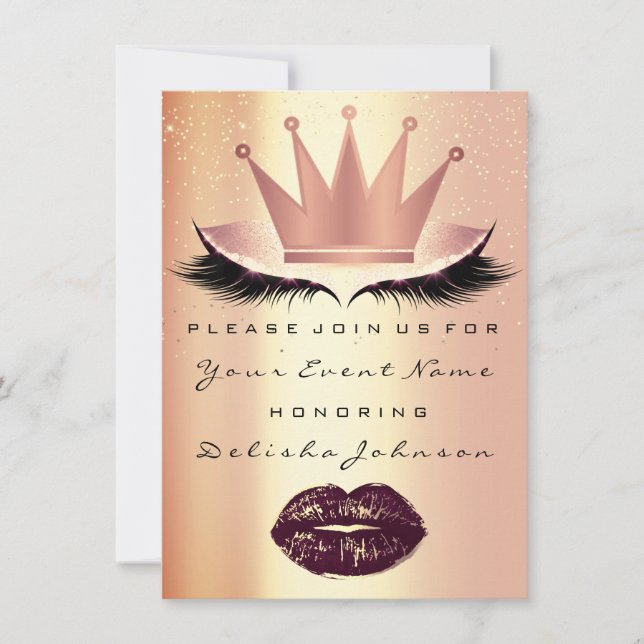 Invitation Douce 16ème nuptiale Quinceanera Kiss princesse Ro (Devant)