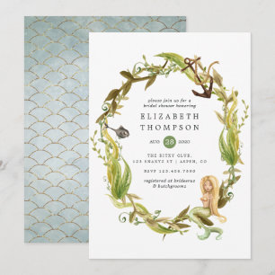 Invitation Douce aquarelle sirène marine Shower de mariage
