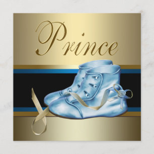 Invitation Douce Baby Blue et Golden Prince Baby Shower