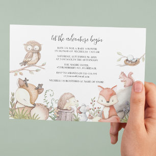 Invitation Douce Baby shower Animaux de la forêt