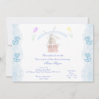 Invitation Douce Baby Shower aquarelle avec des tulipes et un