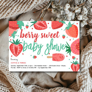 Invitation Douce baby shower aux fraises