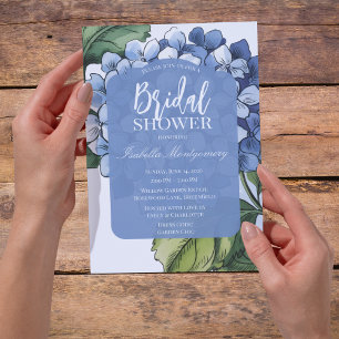 Invitation Douce Baby Shower Botanique Fleur de Hortensia Ble