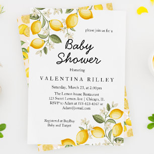 Invitation Douce Baby Shower Citron Fruit Citron Été