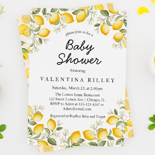 Invitation Douce Baby Shower Citron Fruit Citron Été