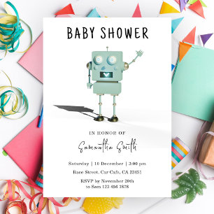 Invitation Douce Baby Shower de robot mignon
