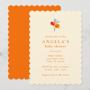 Invitation Douce Baby Shower Florale Coquelicot