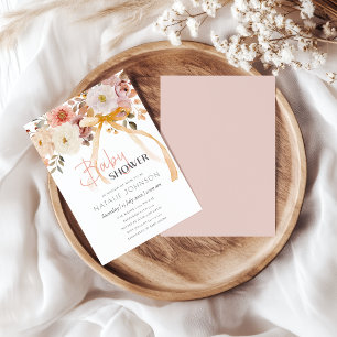 Invitation Douce Baby Shower Florale de Printemps Automne Fil