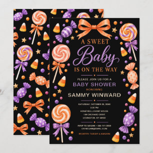 Invitation Douce Baby Shower Halloween de bonbons