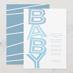 Invitation Douce baby shower moderne audacieuse bleu clair po