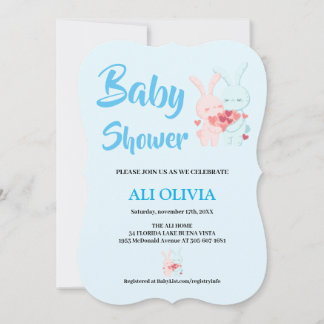 Invitation Douce baby shower pour les amoureux de lapins