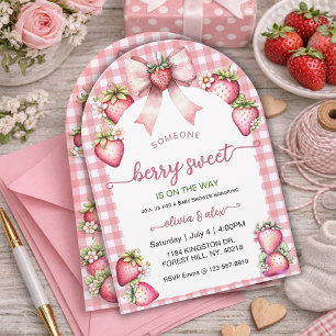 Invitation Douce Baby Shower Rose à Carreaux Coquette