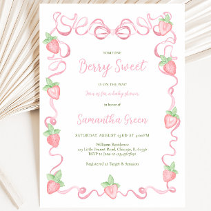 Invitation Douce Baby Shower Rose aux Fruits