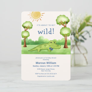 Invitation Douce Baby Shower Sauvage Fantaisiste Crocodile