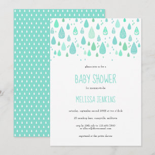 Invitation Douce Baby Shower / Sprinkle de gouttes de pluie