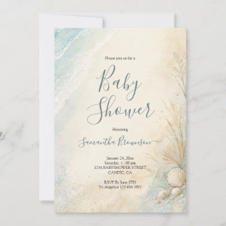 Invitation Douce Baby Shower sur la Côte de Sable