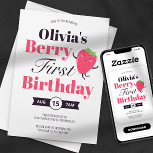 Invitation Douce baie Première fête d'anniversaire à la frais