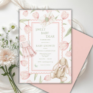 Invitation Douce Bébé Chère Tulipes Rose Baby Shower 