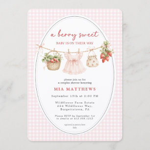 Invitation Douce Bébé Fleur de Fraisier Baby Shower Tout en U