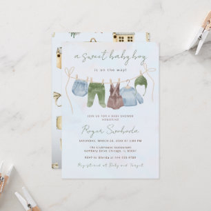 Invitation Douce bébé garçon boho bébé douche
