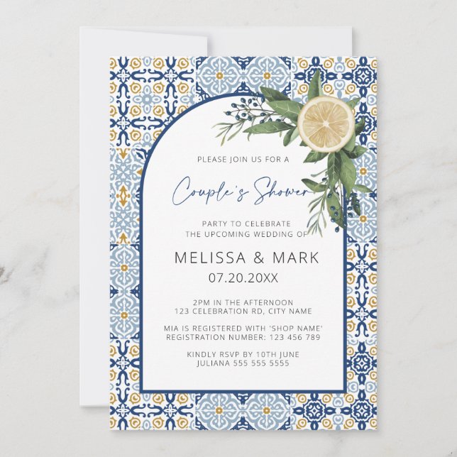 Invitation Douce Citron Citron Amalfi Positano Mariage Douche (Devant)