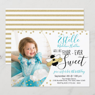 Invitation Douce comme peut Beth Quart Anniversaire Photo