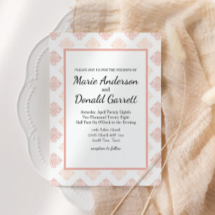 Invitation Douce Damassé Rose Pêche