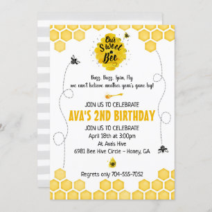 Invitation douce d'anniversaire d'abeille