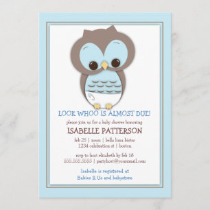 Invitation douce de baby shower de garçon de hibou